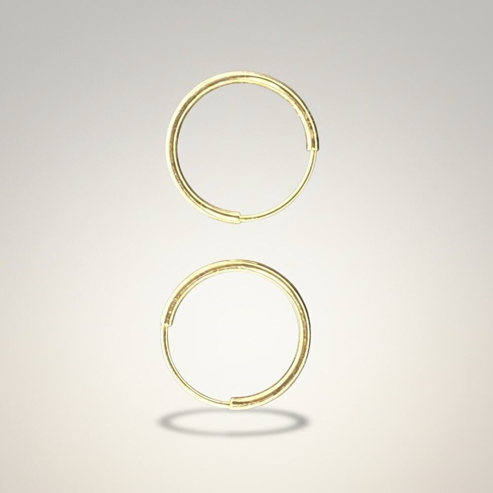 Jewelry Solid 14k Yellow Italian Gold Hoop Earrings/Nose Ring 10mm Wide